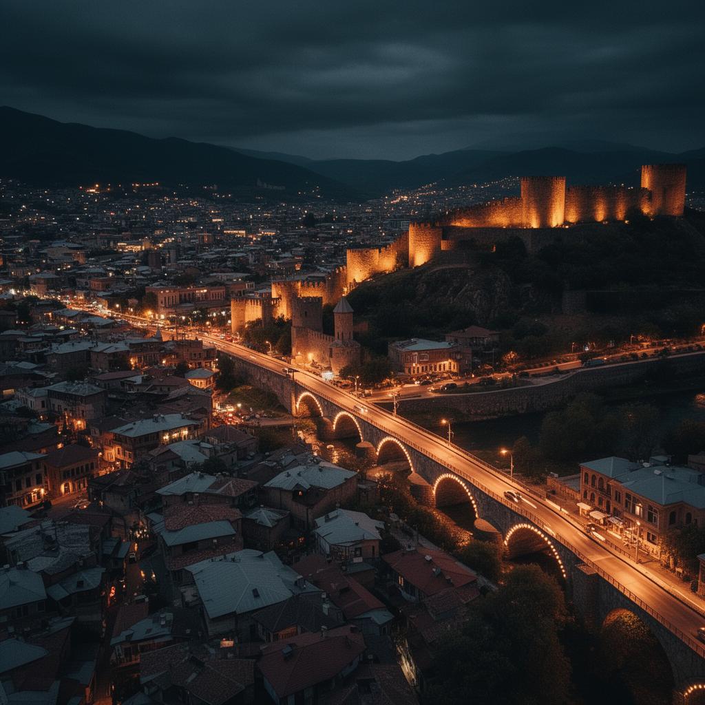 Tbilisi old town at night